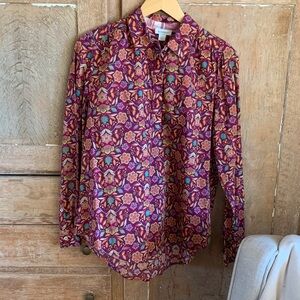 Sundance Floral Patterned Long Sleeve 100% cotton Blouse Shirt, S